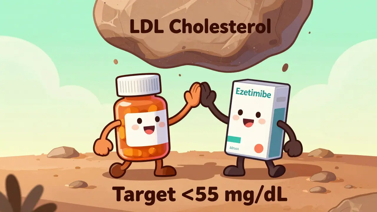 Concept art of combination therapy lowering LDL effectively