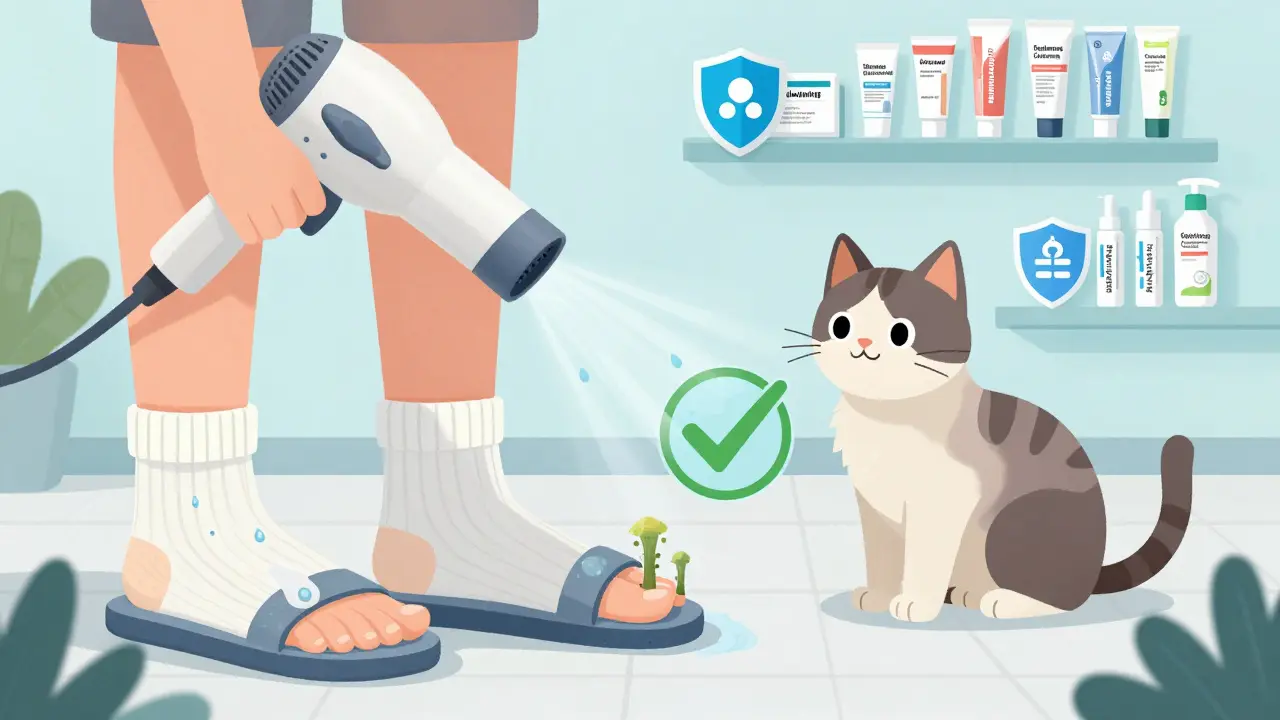 Concept art of preventing fungal infections through hygiene and proper footwear