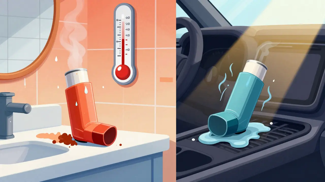 Inhalers degrading in humid bathroom and hot car glove box