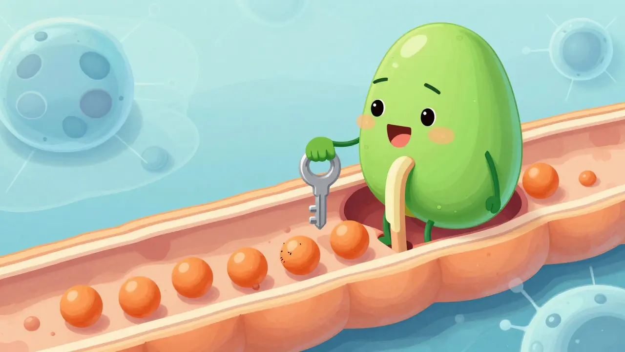 Magnesium atom gating potassium flow in a stylized kidney cell