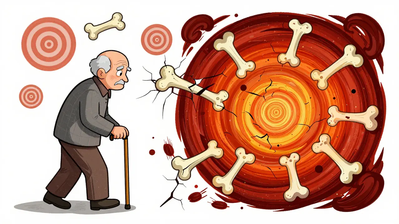 Metaphorical illustration of fall risks and confusion from sleep meds